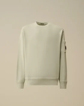 Sweatshirt aus diagonal gewebtem Baumwollfleece mit Resist-Färbung und Rundhalsausschnitt sowie Lens-Detail
