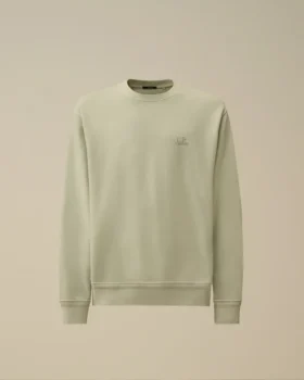 Sweatshirt aus diagonal gewebtem Baumwollfleece mit Resist-Färbung und Rundhalsausschnitt sowie Logo