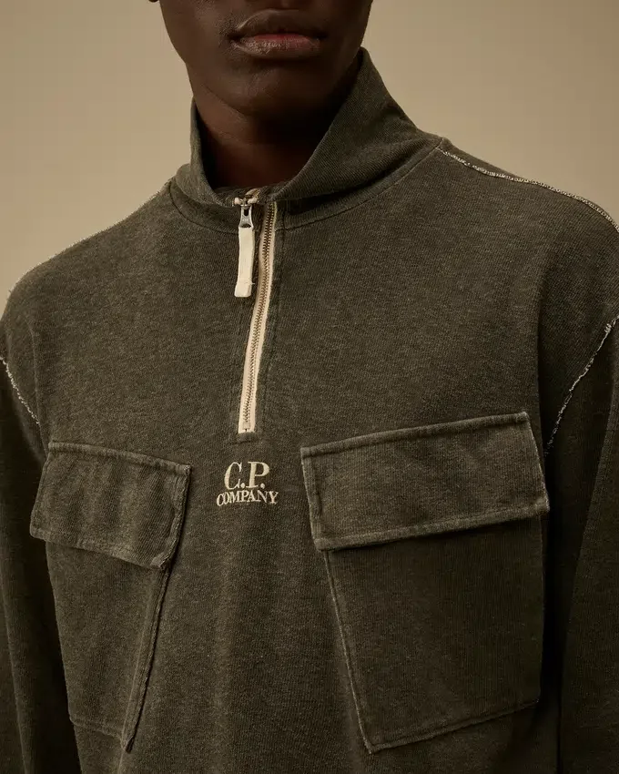 Sweatshirt aus schwerem Jersey mit Halbreißverschluss