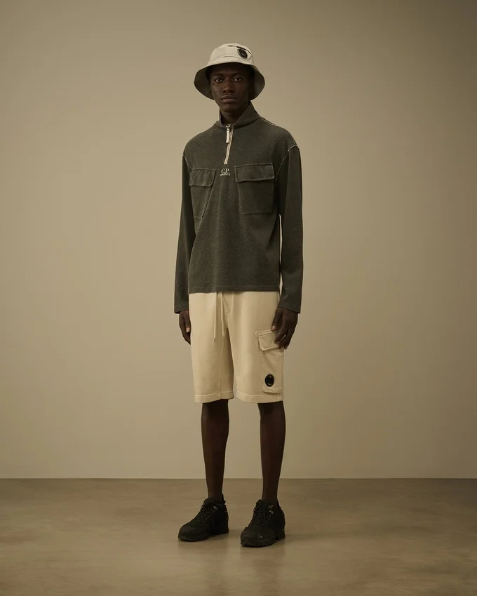 Sweatshirt aus schwerem Jersey mit Halbreißverschluss