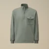 Sweatshirt mit halbem Reißverschluss aus diagonal gewebtem, aufgerautem Fleece