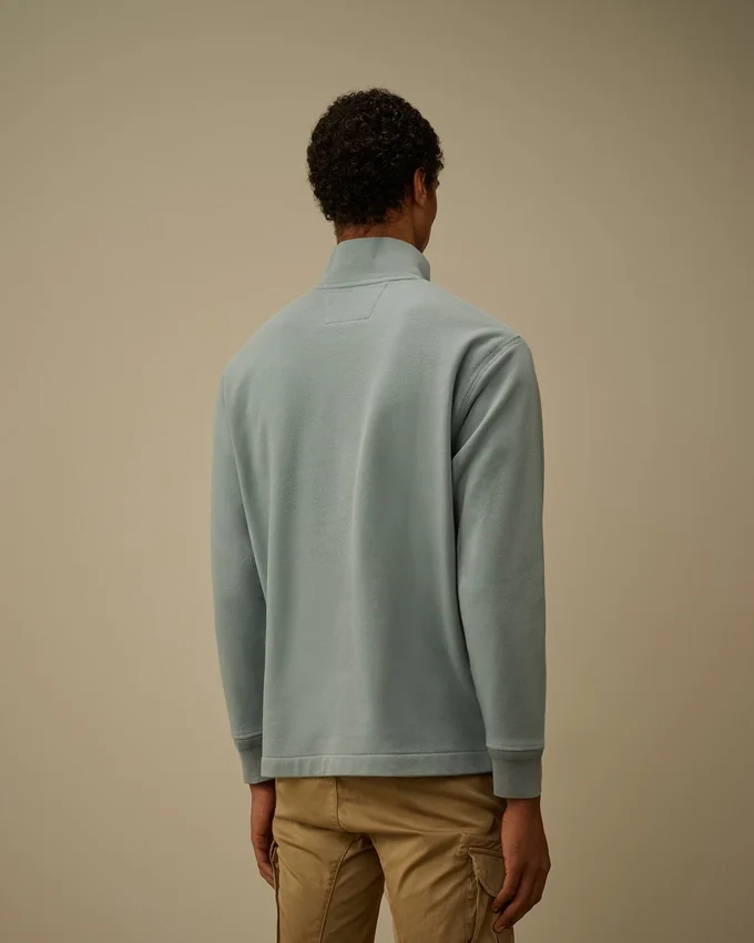 Sweatshirt mit halbem Reißverschluss aus diagonal gewebtem, aufgerautem Fleece