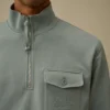 Sweatshirt mit halbem Reißverschluss aus diagonal gewebtem, aufgerautem Fleece