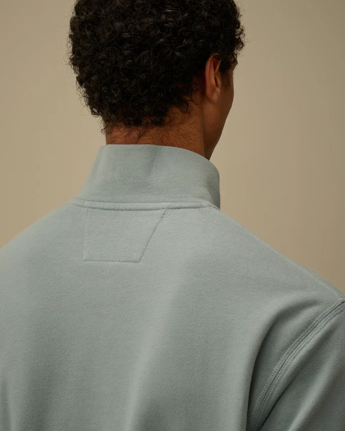 Sweatshirt mit halbem Reißverschluss aus diagonal gewebtem, aufgerautem Fleece