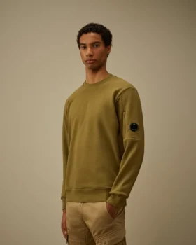 Sweatshirt mit Rundhalsausschnitt aus diagonal gewebtem, aufgerautem Fleece mit Lens-Print