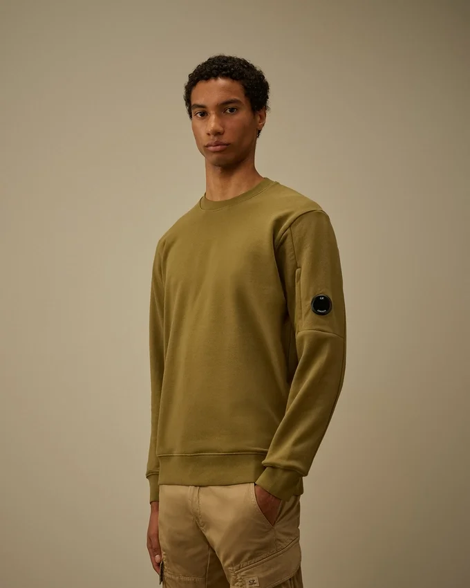 Sweatshirt mit Rundhalsausschnitt aus diagonal gewebtem, aufgerautem Fleece mit Lens-Print