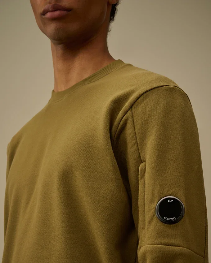 Sweatshirt mit Rundhalsausschnitt aus diagonal gewebtem, aufgerautem Fleece mit Lens-Print