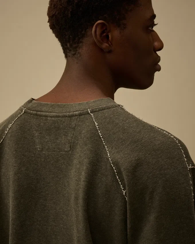 Sweatshirt mit Rundhalsausschnitt aus schwerem, beschichtetem Jersey