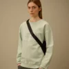 Sweatshirt mit Rundhalsausschnitt, „Boxy Logo“ und Diagonal-Fleece