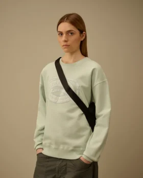 Sweatshirt mit Rundhalsausschnitt, „Boxy Logo“ und Diagonal-Fleece