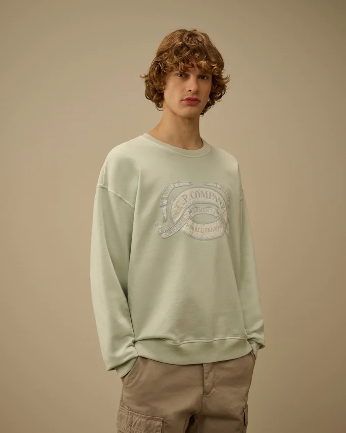 Sweatshirt mit Rundhalsausschnitt, „Boxy Logo“ und Diagonal-Fleece