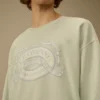 Sweatshirt mit Rundhalsausschnitt, „Boxy Logo“ und Diagonal-Fleece