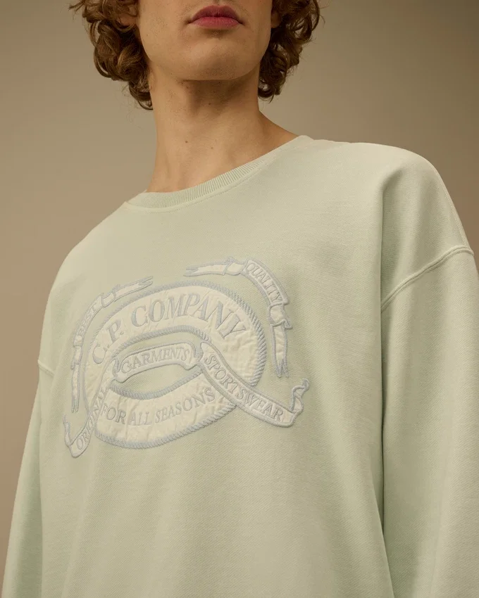 Sweatshirt mit Rundhalsausschnitt, „Boxy Logo“ und Diagonal-Fleece
