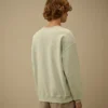 Sweatshirt mit Rundhalsausschnitt, „Boxy Logo“ und Diagonal-Fleece
