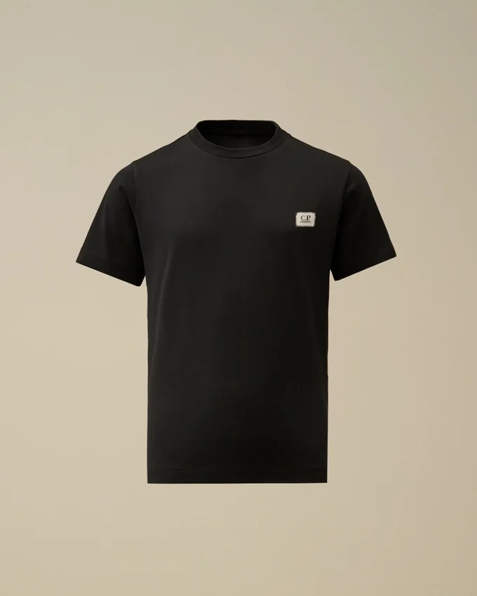U16 Baumwoll-Jersey 30/1 Kurzarm-Hemd mit Logo-Aufnäher