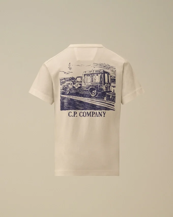 U16 Baumwoll-Jersey 30/1 Kurzarm-T-Shirt mit Grafik