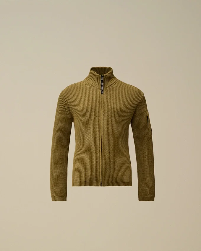 U16 Baumwoll-Strickjacke mit Reißverschluss und „Lens“-Motiv