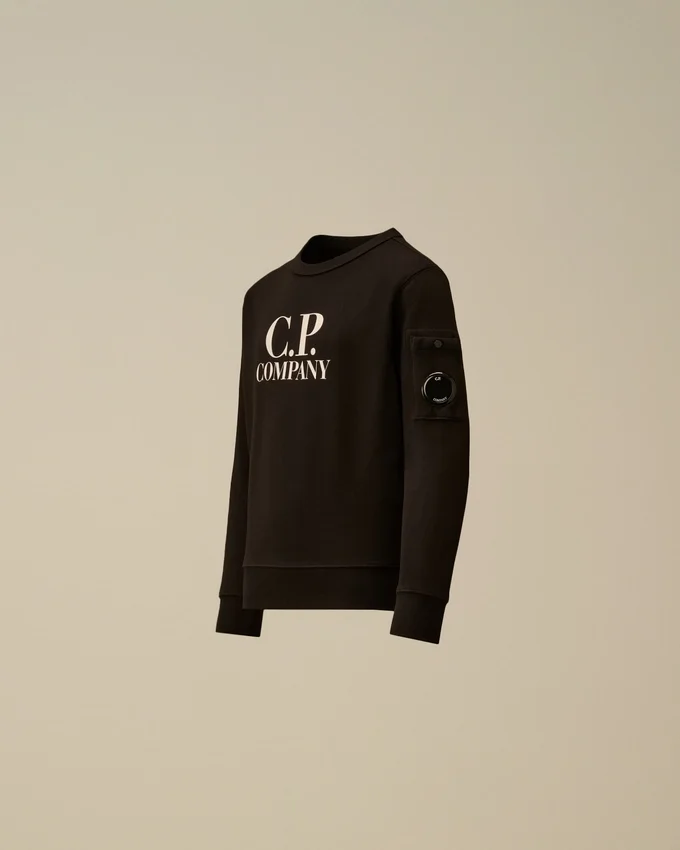 U16 Diagonal-Fleece-Sweatshirt mit Rundhalsausschnitt und Logo